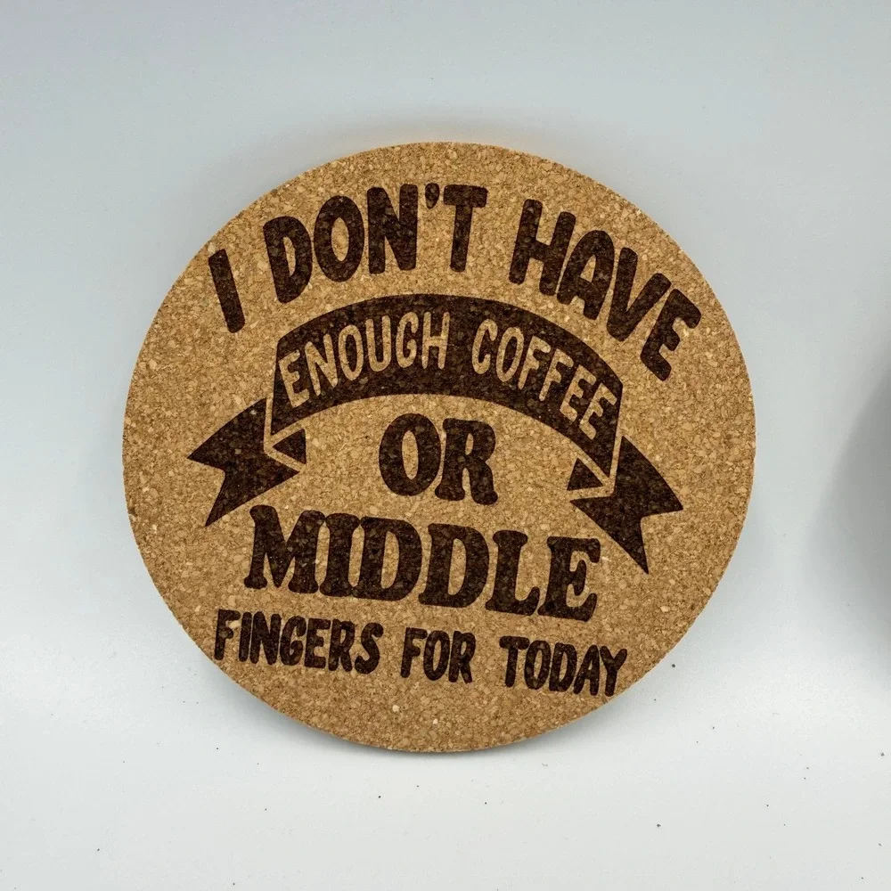 Coffee Lover Cork Coaster Set 4 Funny Coffee Quotes Barista Gift Engraved